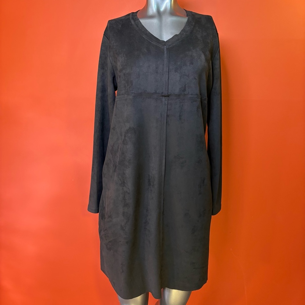 Joh. Black Faux Suede Aurora Long Sleeve Dress